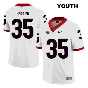 Youth Georgia Bulldogs NCAA #35 Brian Herrien Nike Stitched White Legend Authentic College Football Jersey BKJ7254DM
